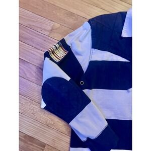 T. Dalton Block Mens LS Lace-Up Stripe Rugby, Navy S